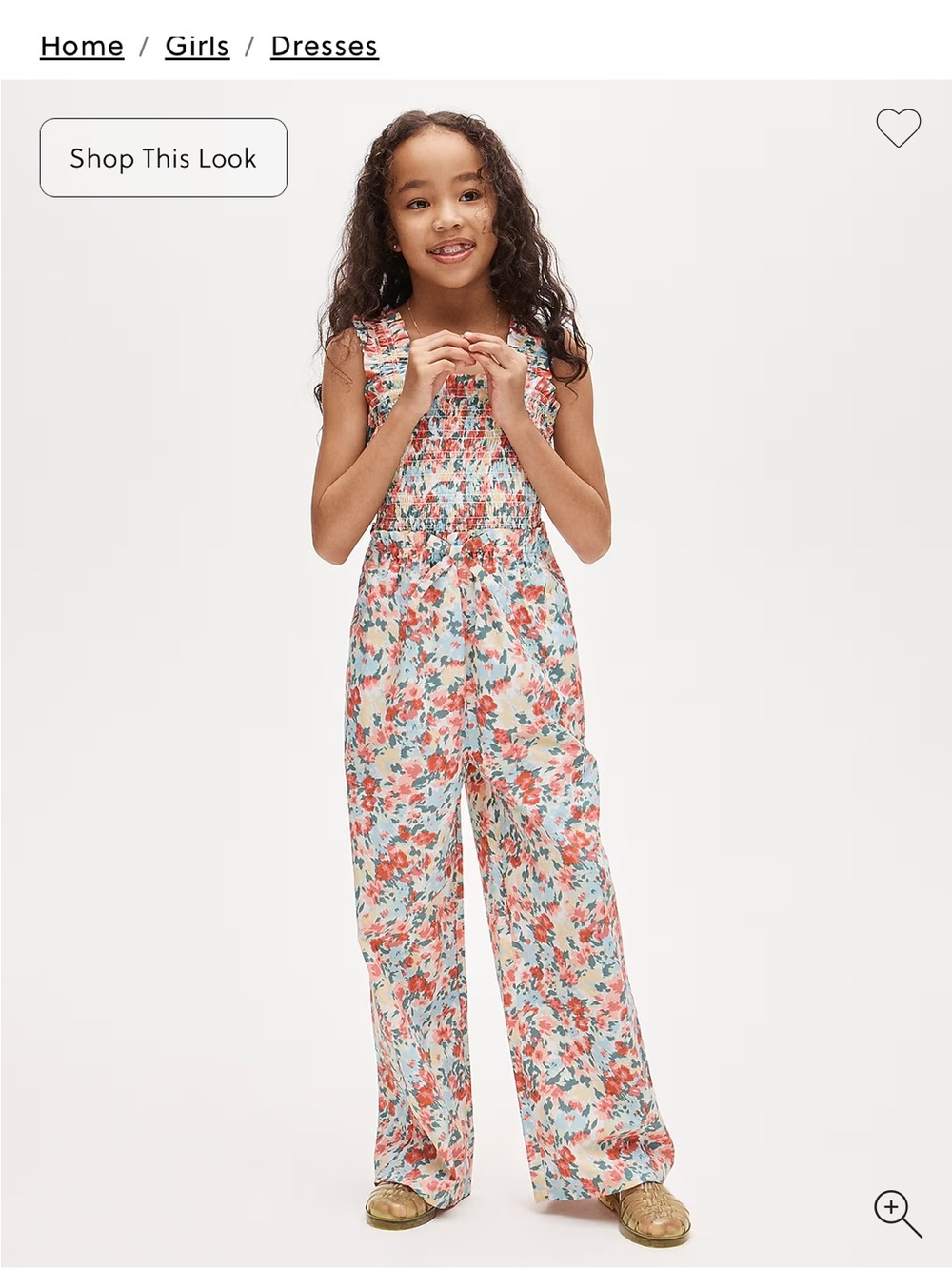 Crewcuts Floral Smocked Jumpsuit in Blue, Red & Yellow